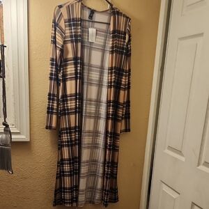 Windsor Plaid Long Sleeve Cardigan Dress
